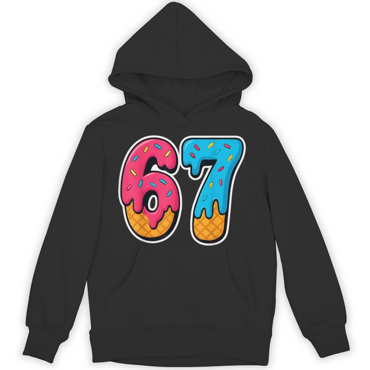 67 Ice Cream Drip Meme Six Seven Gen Alpha Slang On Back Hoodie