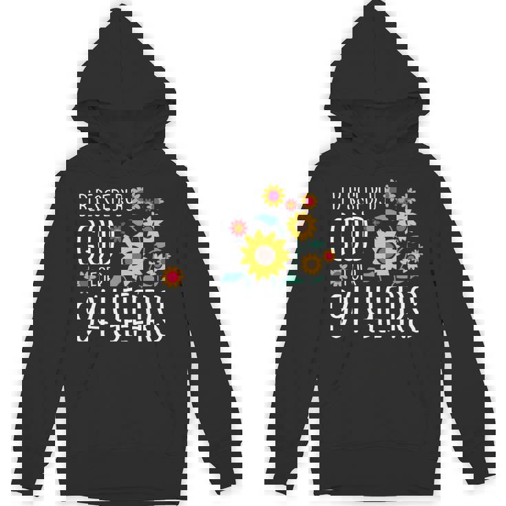 94歳の神に祝福され 可愛いひまわり 94歳の誕生日 長袖tシャツ パーカー