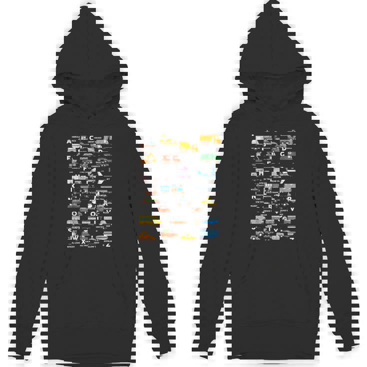 Alphabet Vehicles ABCs Learning Teachers Kids Boys Girls Unisex Hoodie