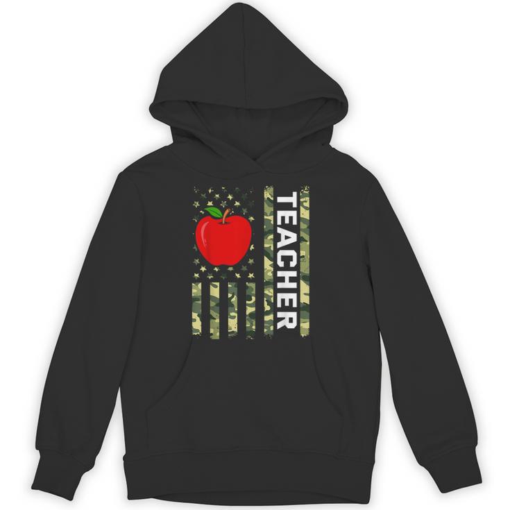 American Flag Camouflage Teacher Patriotic 4th Of July Unisex Hoodie