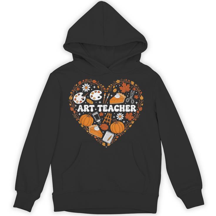 Art Teacher Heart Autumn Thanksgiving Kids Unisex Hoodie