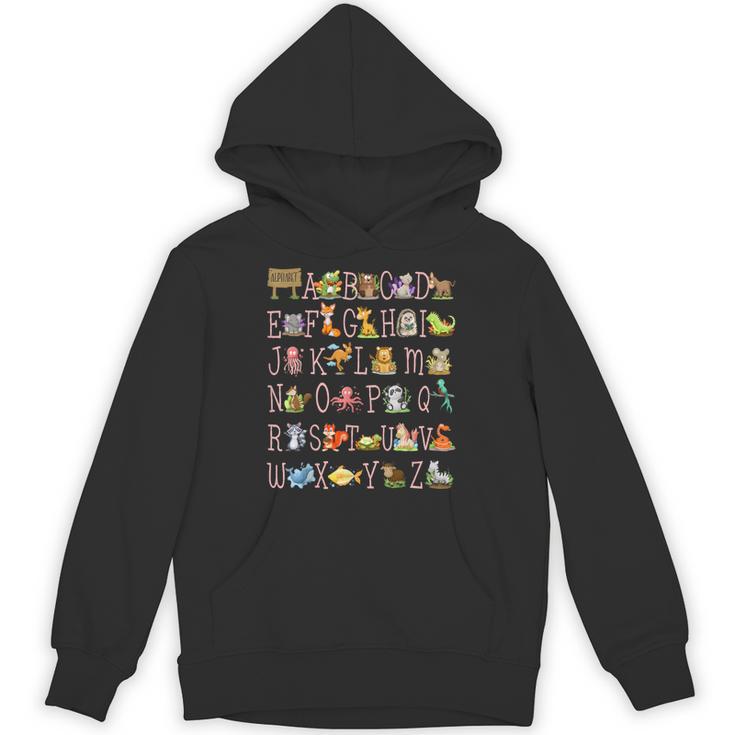Back To School Kindergarten Teacher ABCs Animals Alphabet Unisex Hoodie