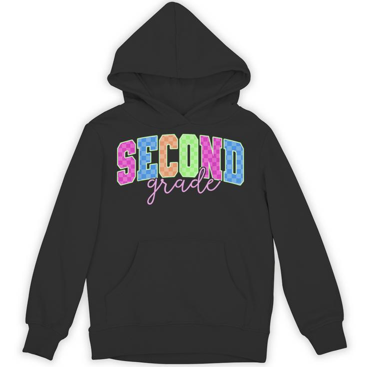 Back To School Neon Checkered Second Grade Colorful Teacher Unisex Hoodie