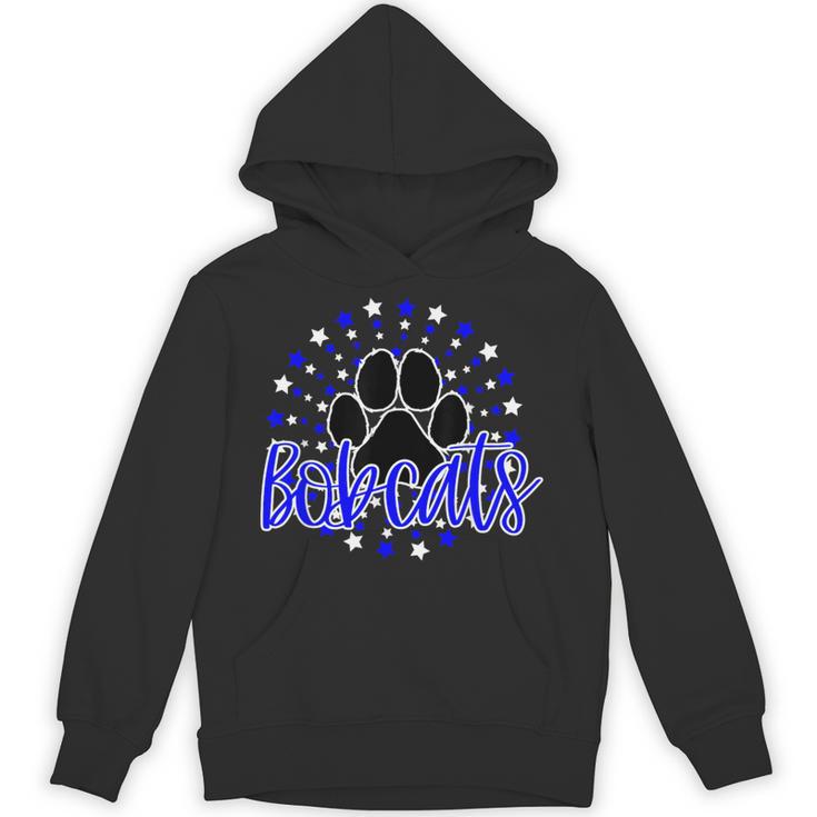 Blue Bobcats School Spirit Coquette Bow Mascot Teacher Unisex Hoodie