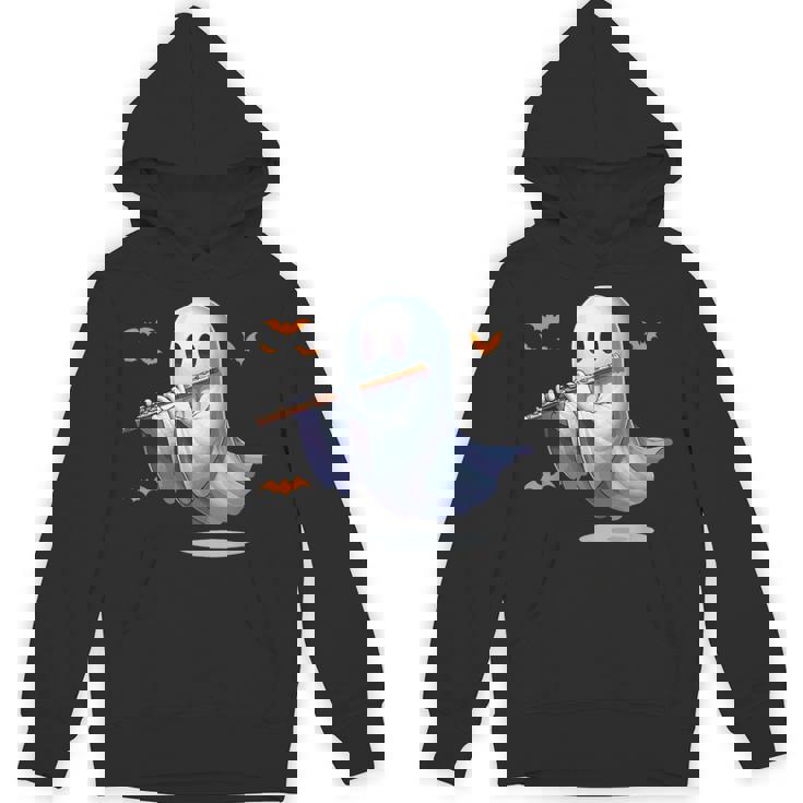 Boo Ghost Playing Flute Halloween Musical Instrument Unisex Hoodie