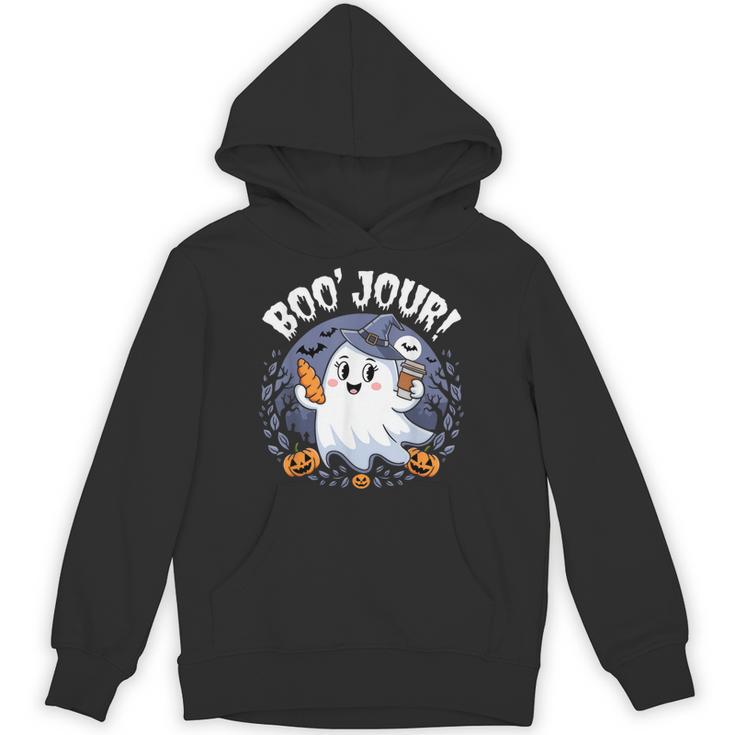 Boo Jour Ghost Halloween French Teacher Cute Coffe Croissant Unisex Hoodie