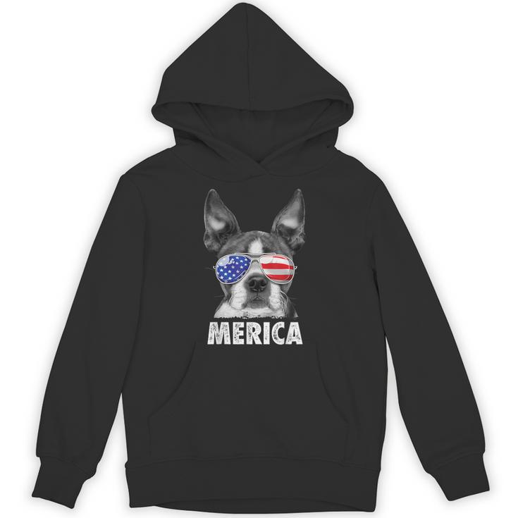 Boston Terrier 4th Of July Merica Men Women USA Flag Vintage Unisex Hoodie