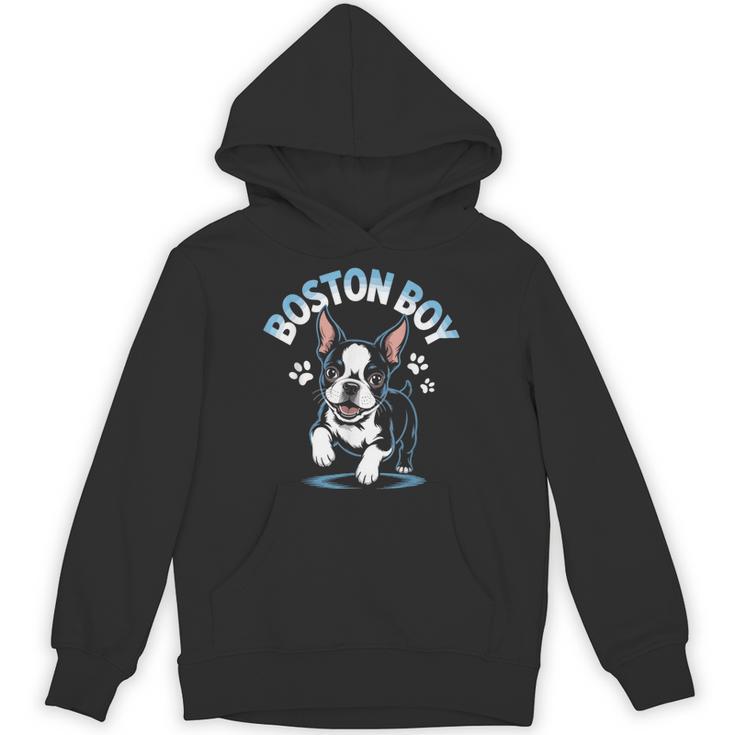 Boston Terrier Boy Cute Cartoon Dog Owner Pet Boston Terrier Unisex Hoodie
