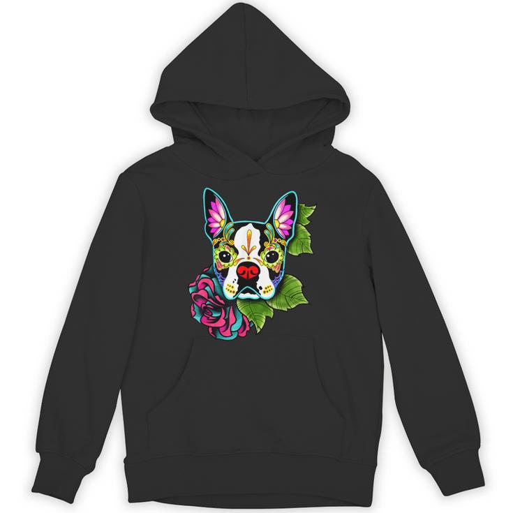 Boston Terrier In Day Of The Dead Sugar Skull Dog Unisex Hoodie