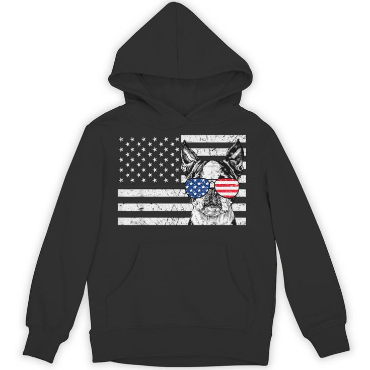 Boston Terrier Dog 4th Of July US American Flag Patriotic Unisex Hoodie