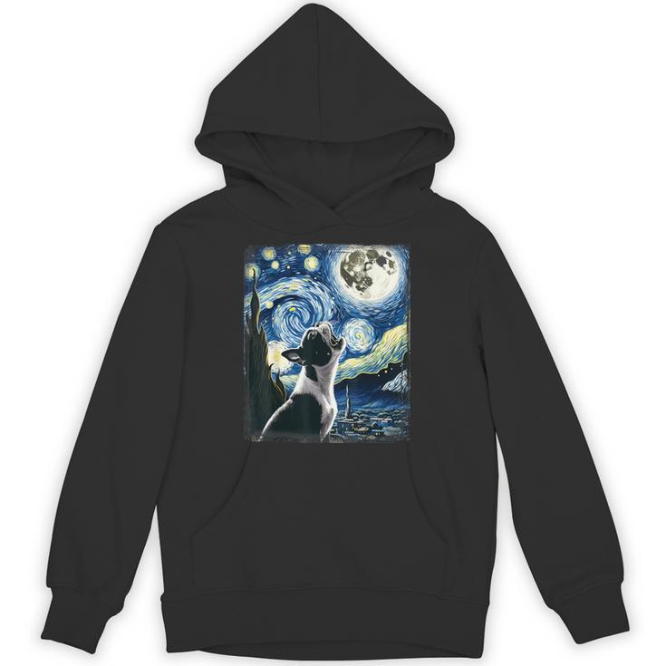 Boston Terrier Dog Art Van Gogh Starry Night Boston Terrier Unisex Hoodie