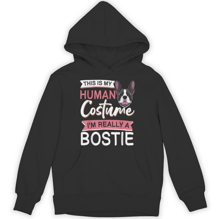 Boston Terrier Dog Bostie Halloween Costume Dog For Kids Unisex Hoodie