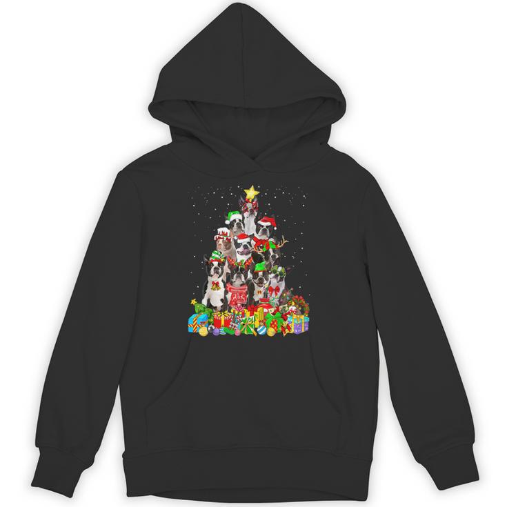 Boston Terrier Dog Christmas Tree Lights Xmas Pajama For Men Women Kids Unisex Hoodie