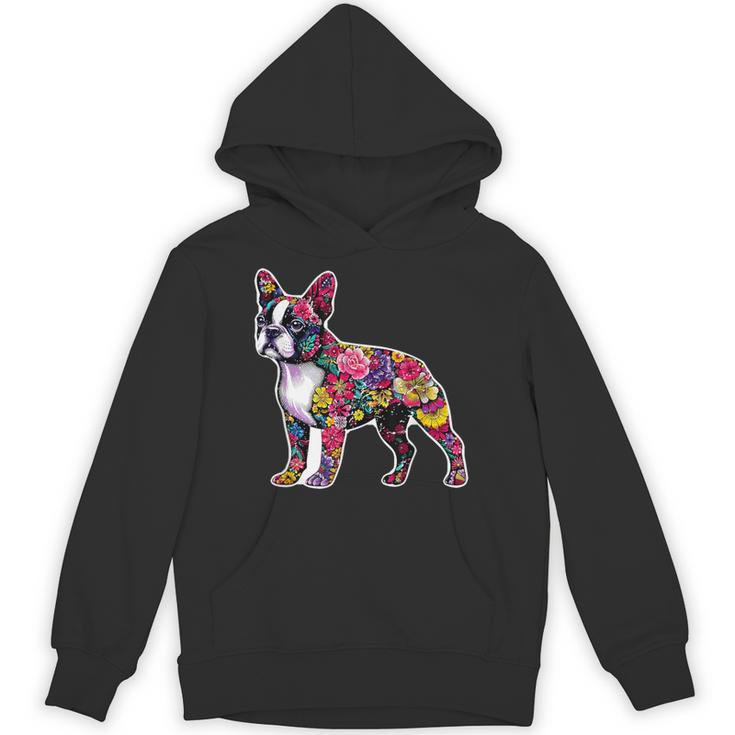 Boston Terrier Floral Dog Lover Vintage Distressed For Men Women Kids Unisex Hoodie