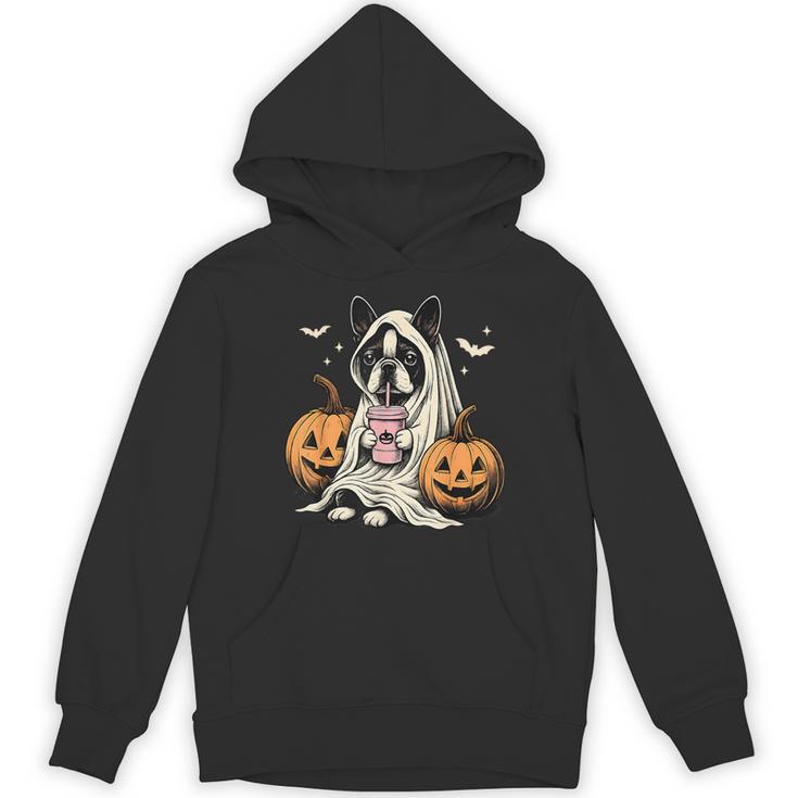 Boston Terrier Ghost Boo Halloween Costume Spooky Season Unisex Hoodie