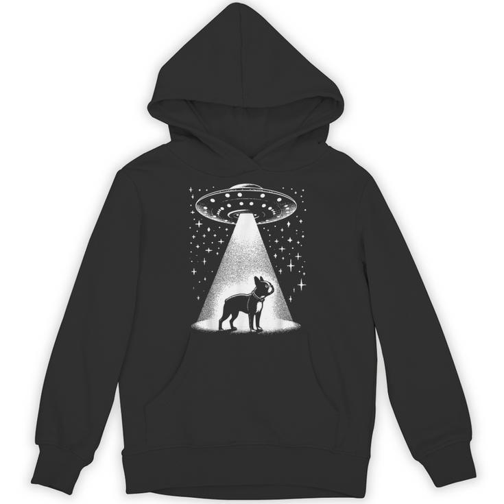 Boston Terrier Mom Dad Dog Alien UFO For Men Women Unisex Hoodie