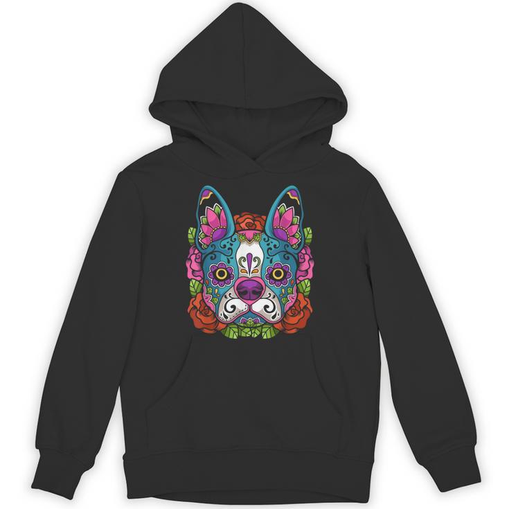 Boston Terrier Sugar Skull Dog Day Of The Dead Unisex Hoodie
