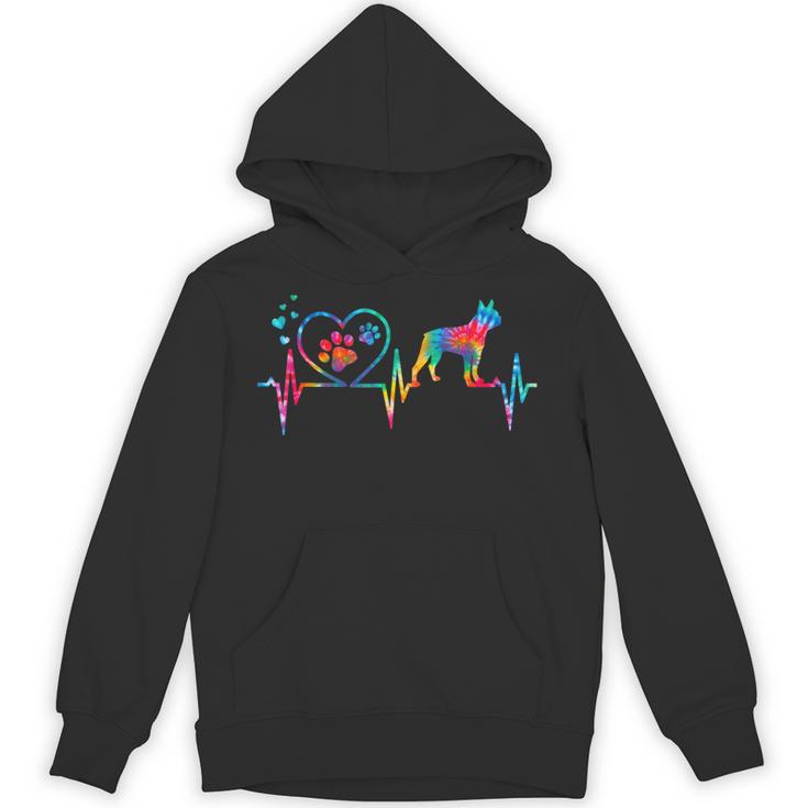 Boston Terrier Tie Dye Heartbeat Love Dog Men Women Unisex Hoodie