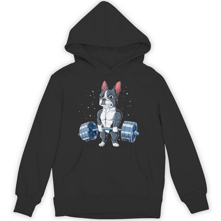Boston Terrier Weightlifting Deadlift Men Fitness Gym Unisex Hoodie