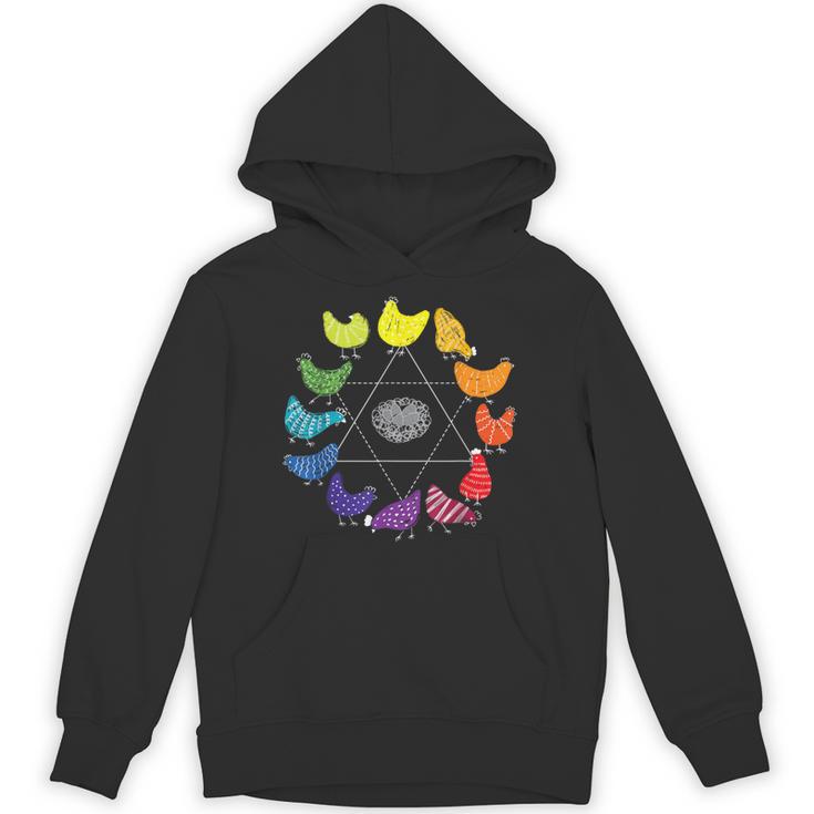 Chicken Themed Color Wheel Educational Art Teacher Artist Men Women Girls Kids Unisex Hoodie