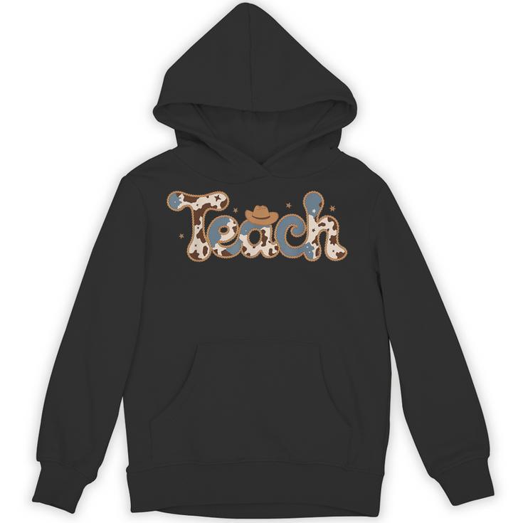Cowhide Teacher Hat Cowboy Western Teacher Back To School Unisex Hoodie