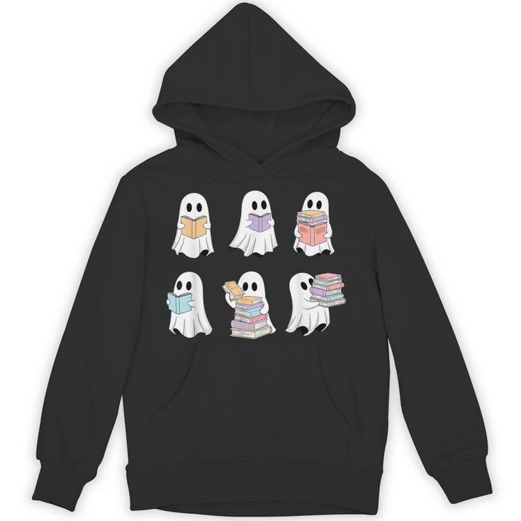 Cute Boo Ghost Reading Books Halloween Librarian Teacher Kid Unisex Hoodie
