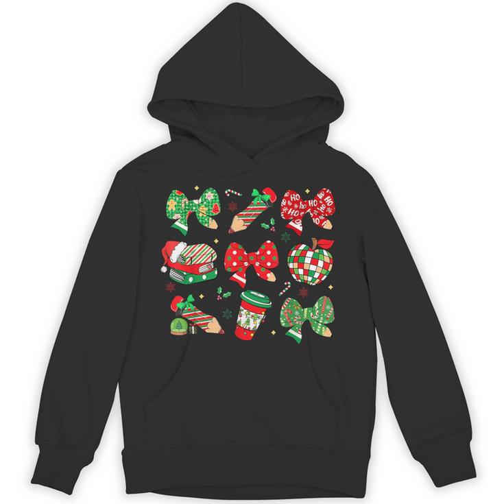 Cute Coquette Pencil Bow Christmas School Teacher Student Unisex Hoodie