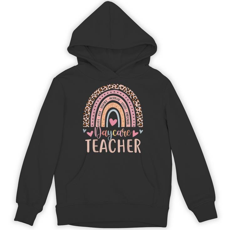 Cute Daycare Teacher Rainbow Leopard Print Childcare Worker Unisex Hoodie
