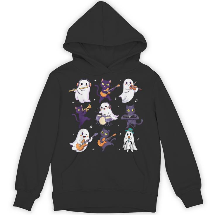 Cute Ghost Cat Playing Musical Halloween Music Teacher Unisex Hoodie
