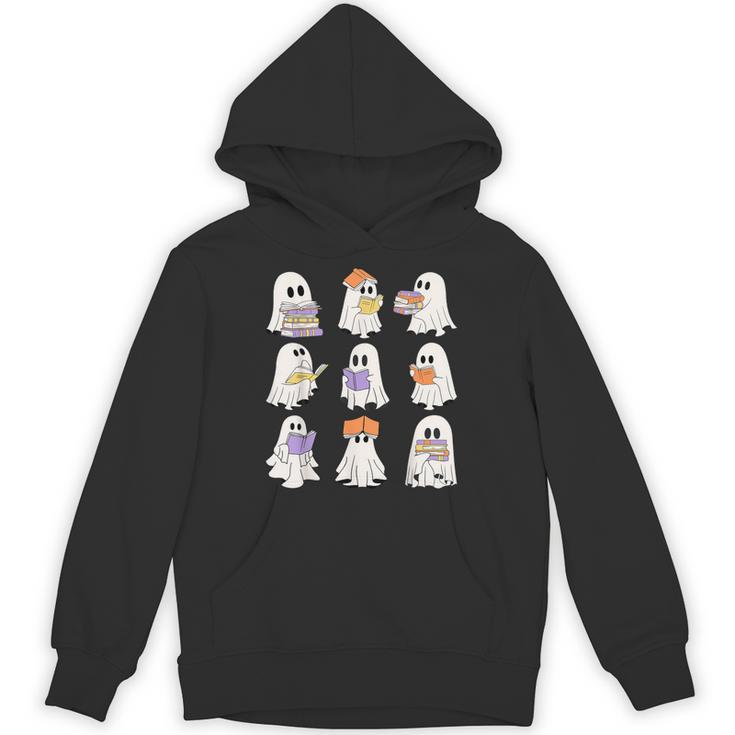 Cute Ghost Reading Books Teacher Halloween Reading Men Women Kids Unisex Hoodie