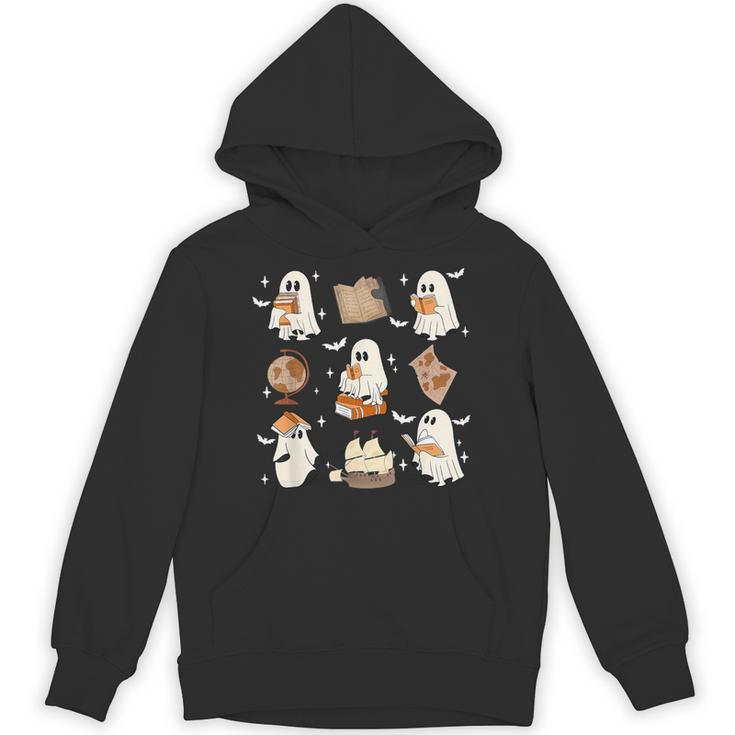 Cute Ghosts Reading Book Bookworm Halloween History Teacher Unisex Hoodie