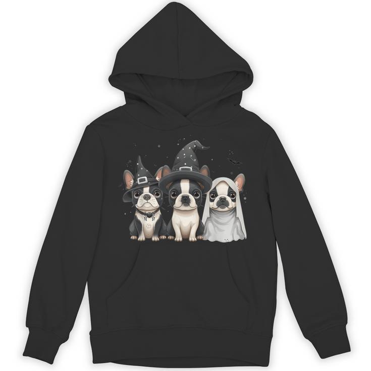 Cute Halloween Boston Terrier Dogs Witch Hat Ghost Dog For Men Women Kids Unisex Hoodie