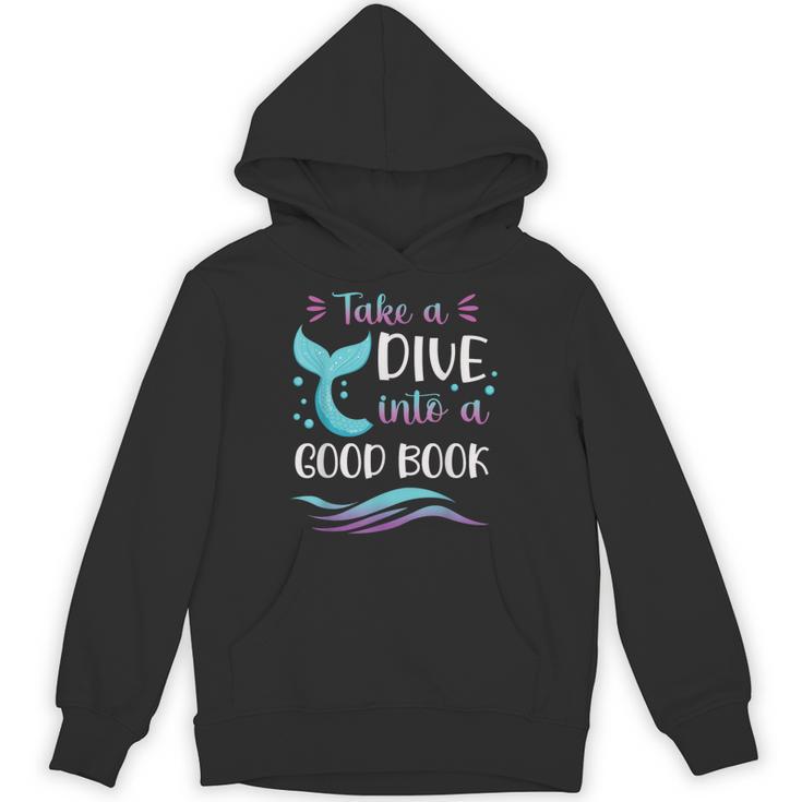 Cute Mermaid Librarian Teacher Dive Into A Good Book Reading Unisex Hoodie