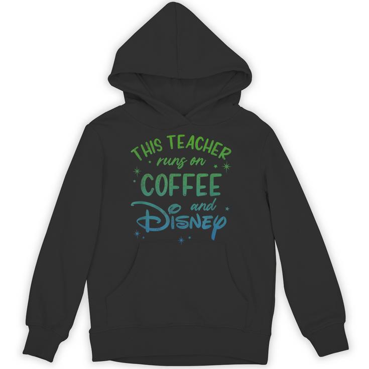 Disney This Teacher Runs On Coffee And Disney Gradient Logo Unisex Hoodie