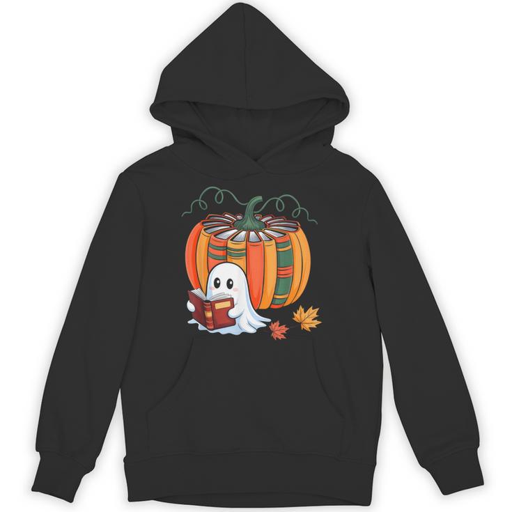 Fall Book Pumpkin Ghost Reading Books Halloween Teacher Unisex Hoodie