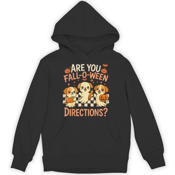 Are You Fall O Ween Directions Teacher Halloween Dog Ghost Unisex Hoodie