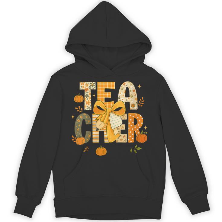 Fall Teacher Pumpkin Coquette Bow Autumn Classroom Unisex Hoodie