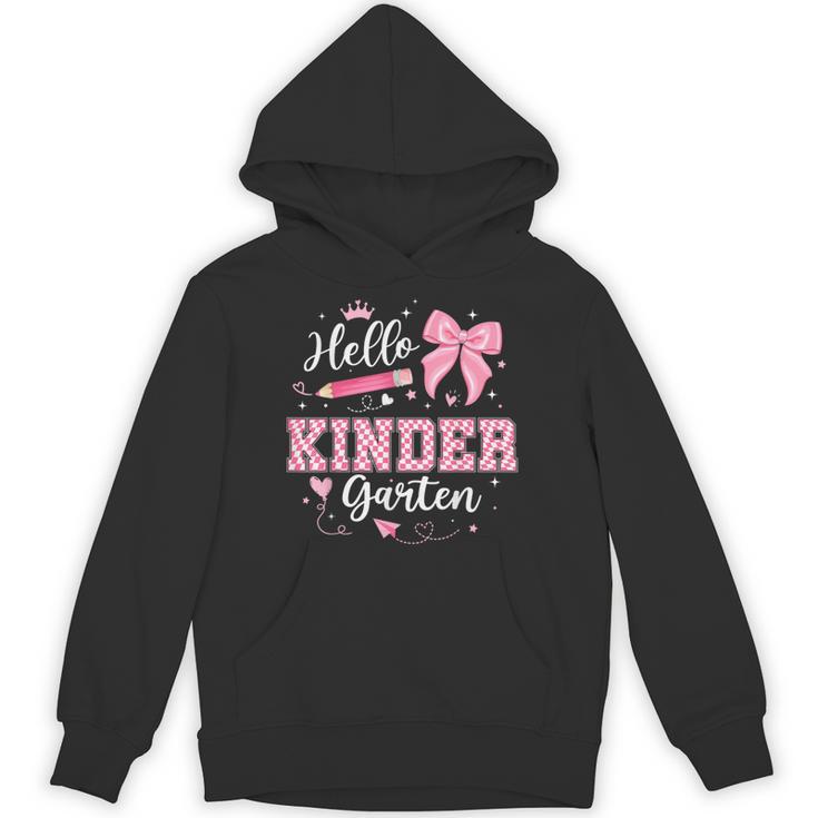 First Day Of School Teacher Girl Coquette Hello Kindergarten Unisex Hoodie