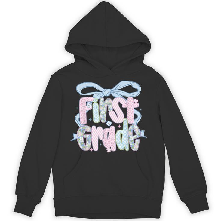 First Grade Coquette Bow Girls Teacher Team 1st Grade Squad Unisex Hoodie