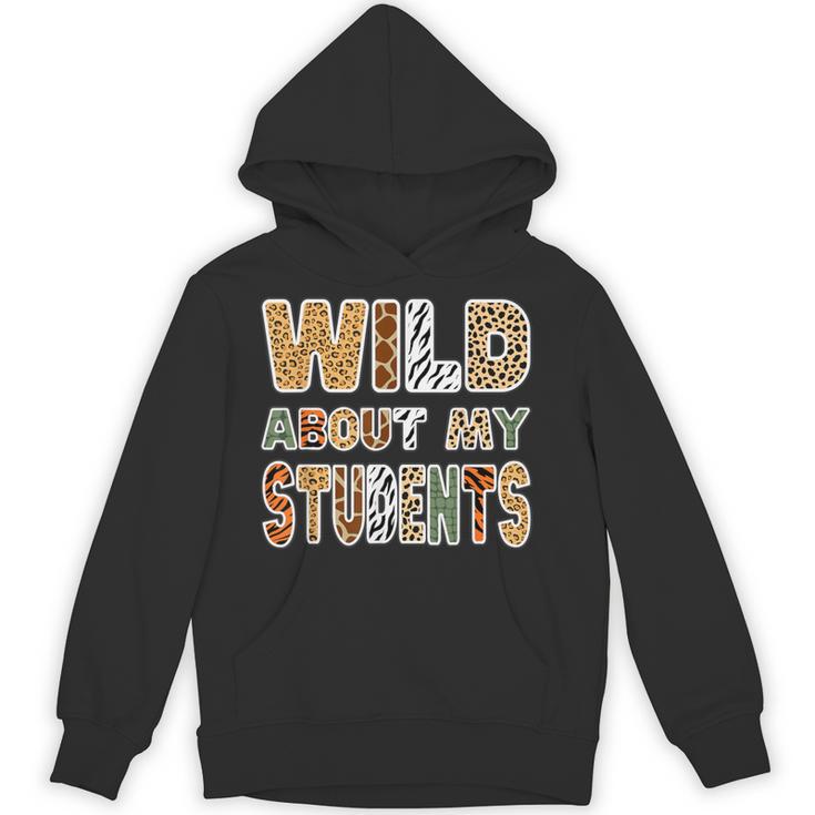 Fun Zoo Animal Print Teacher Shirts Wild About My Students Unisex Hoodie