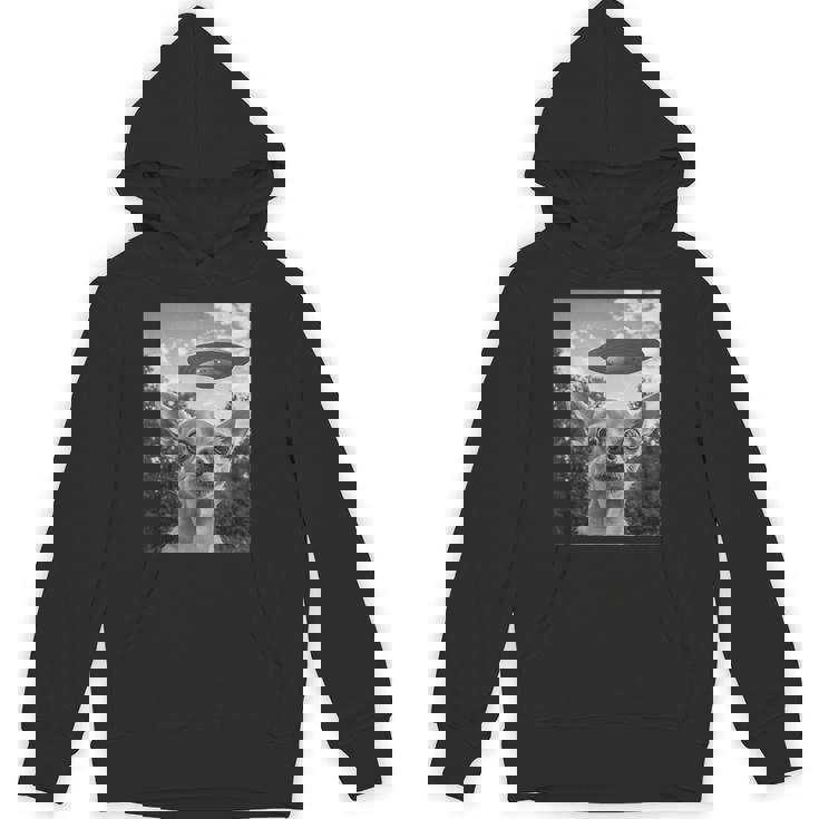 Chihuahuaelfie With Ufo Ufo と面白いチワワのセルフィー パーカー