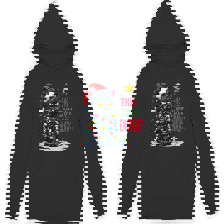 Is This Jolly Enough Christmas Black Cat Men Hoodie