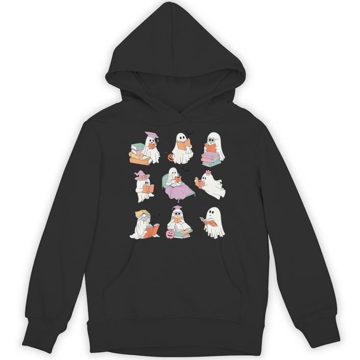 Ghost Book Reading Halloween Books Lover Teacher Kids Unisex Hoodie