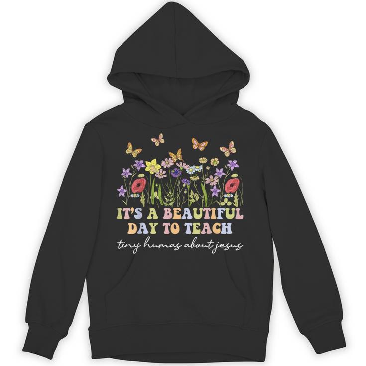 Groovy I Teach Tiny Humans About Jesus Christian Teacher Unisex Hoodie
