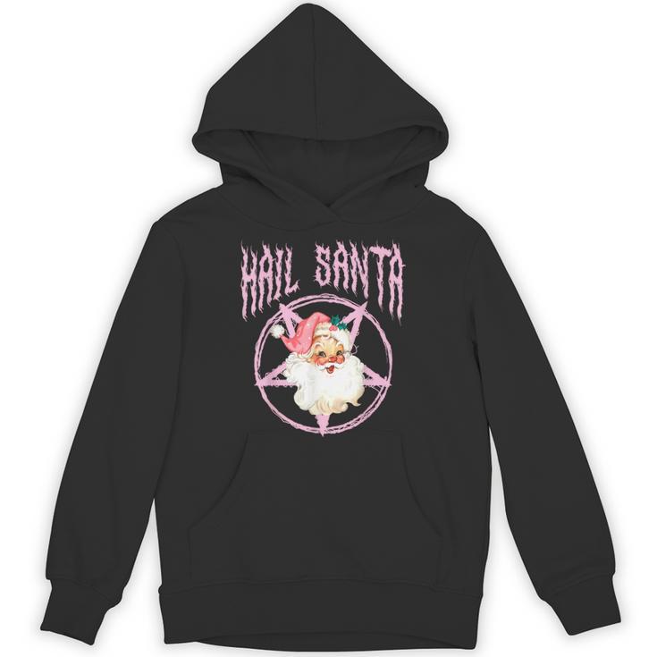 Hail Santa Retro Cute Santa Claus Pink Goth Christmas Hoodie
