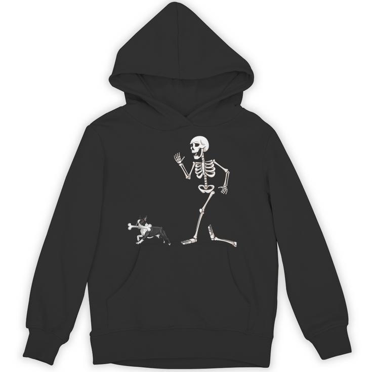 Halloween Boston Terrier And Skeleton Unisex Hoodie