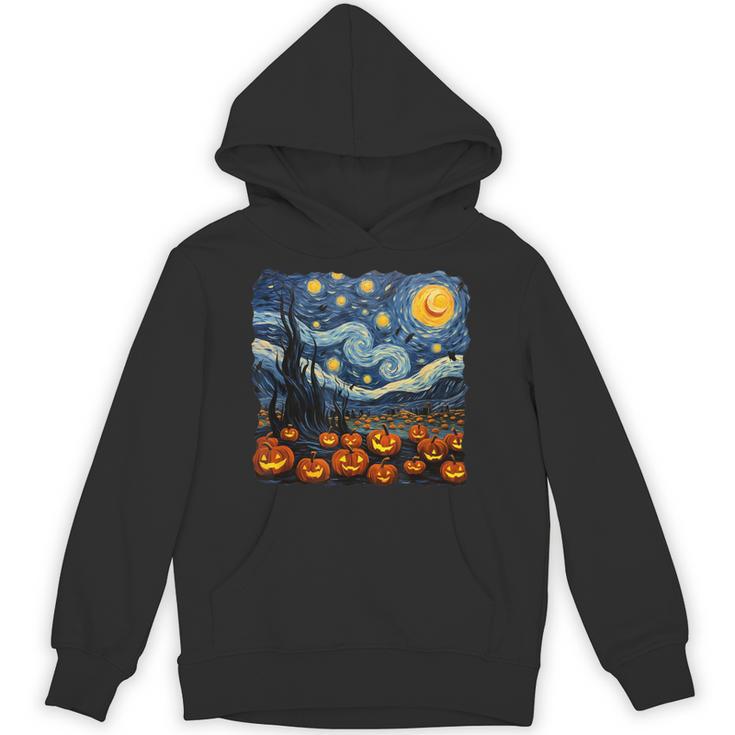 Halloween Pumpkin Starry Night Van Gogh Art Teacher Unisex Hoodie