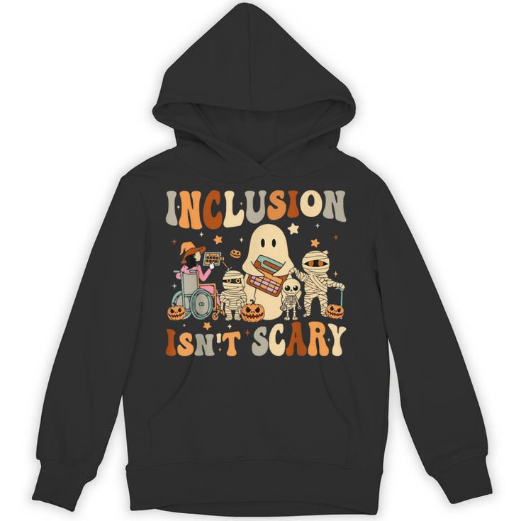 Halloween SLP Sped Teacher Groovy Inclusion Isn't Scary Unisex Hoodie