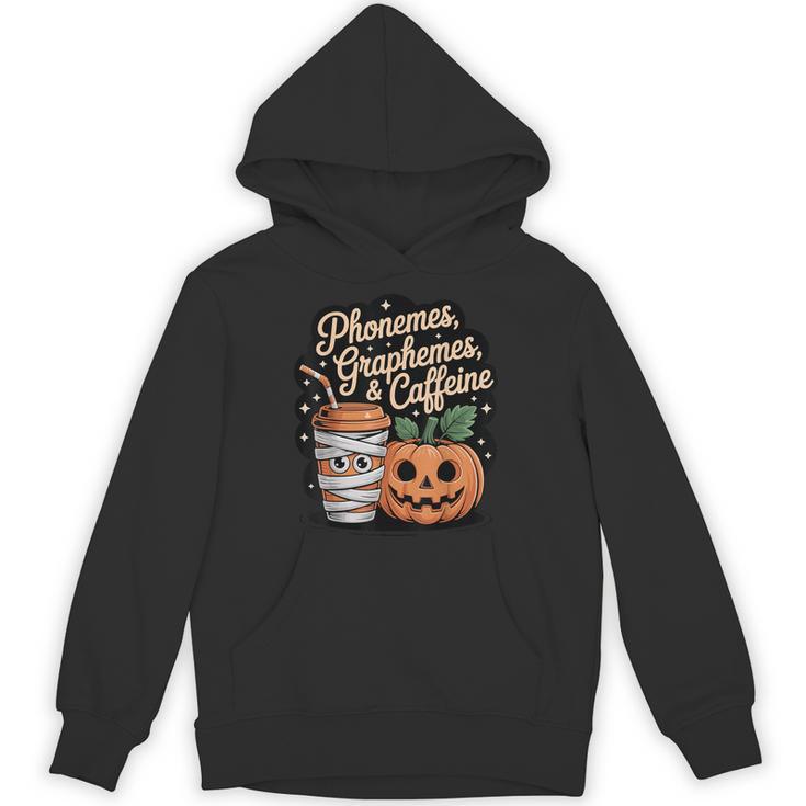 Halloween Teacher Phonemes Graphemes Caffeine Coffee Lover Unisex Hoodie, trending gift Halloween Teacher Phonemes Graphemes Caffeine Coffee Lover Unisex Hoodie, trending gift
