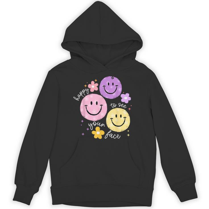 Happy To See Your Face Teacher Flower Back To School Unisex Hoodie